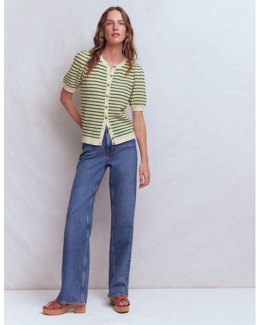Boden Green Dot Pointelle Cardigan