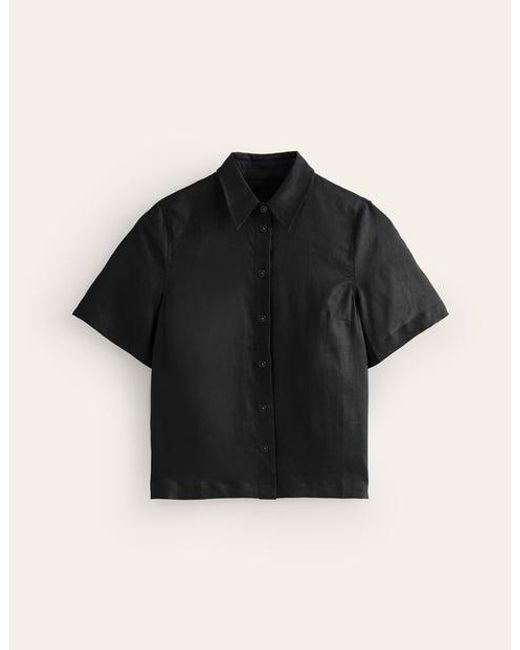 Boden Black Hazel Short Sleeve Linen Shirt