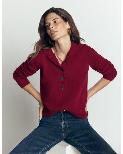 Boden Red Marta Merino Wool Sailor Top