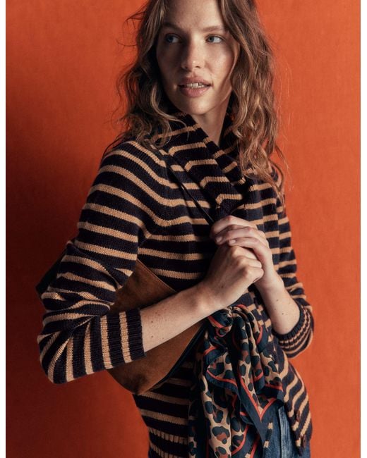 Boden Blue Lydia Tie Neck Knit Cardigan