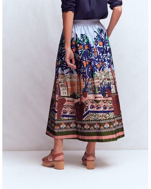 Boden Blue Verity Sateen Skirt