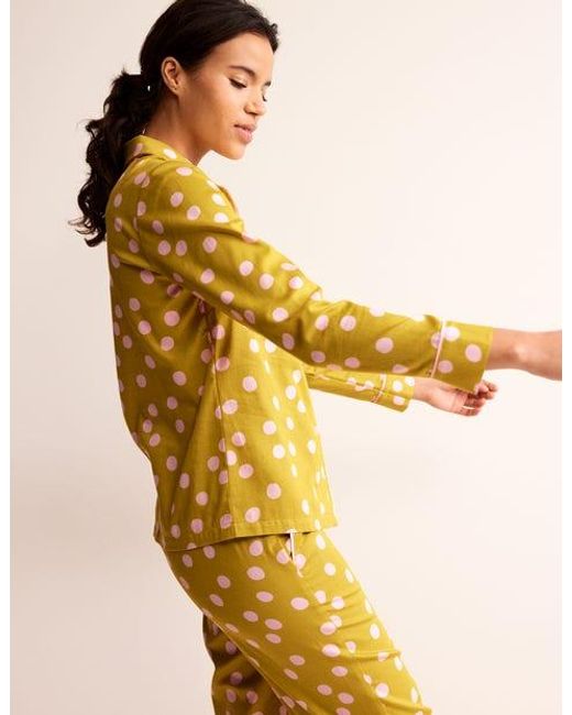 Boden Yellow Cotton-sateen Pajama Shirt