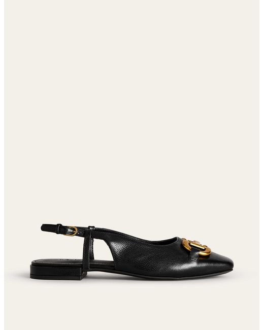 Boden Black Iris Snaffle Slingback Flats