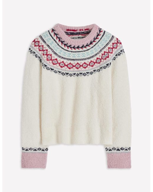 Boden Pink Bouclé Raglan Jumper