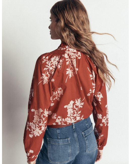 Boden Red Erica Cotton Frill Top