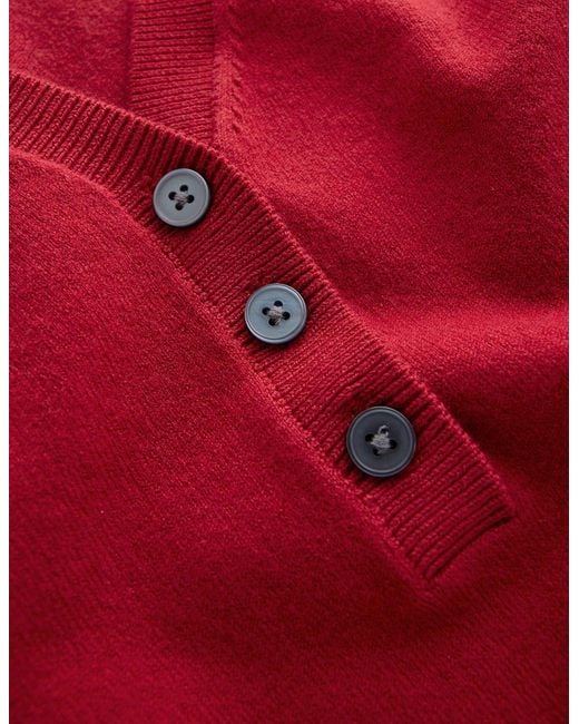 Boden Red Camilla Cotton V-Neck T-Shirt