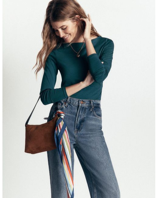 Boden Blue Gathered Detail Long Sleeve
