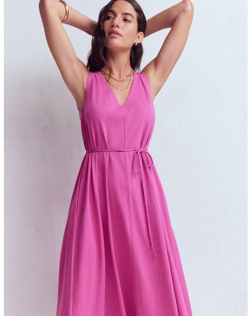 Boden Pink Mia V-Neck Jersey Midi Dress