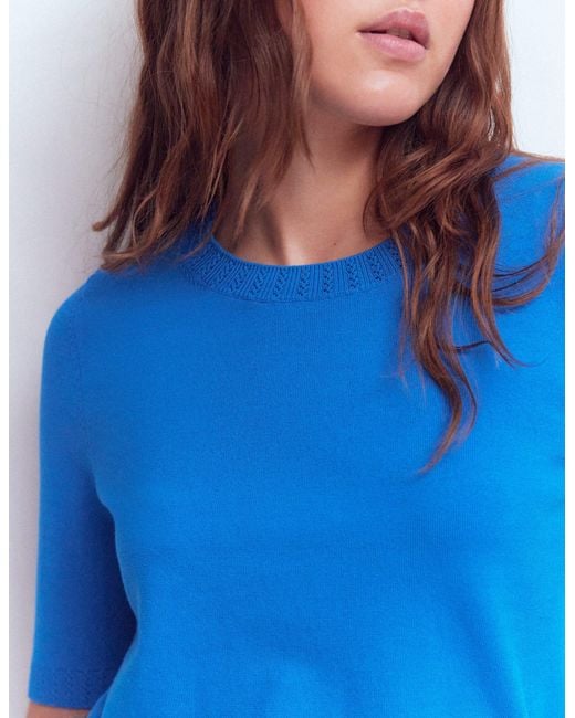 Boden Blue Emilia Cotton Crew T-Shirt