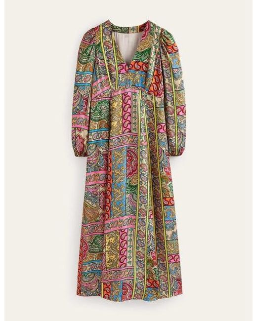 Boden Multicolor Blouson Sleeve Maxi Tea Dress Multi, Patchwork