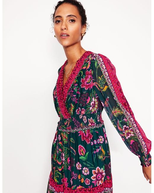 Boden V Neck Ruffle Maxi Dress Multi, Blossom Flourish in White | Lyst UK