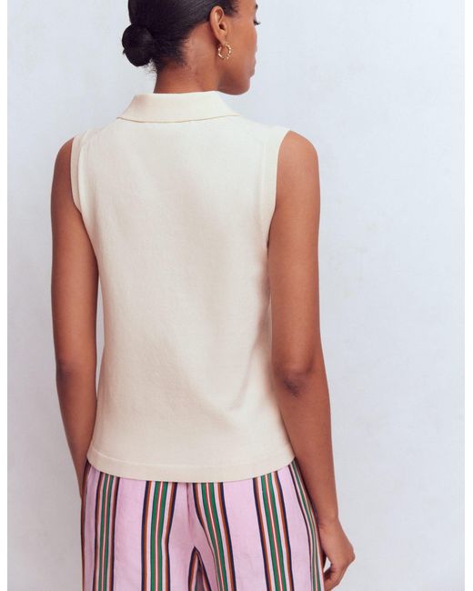 Boden White Chloe Henley Knitted Tank