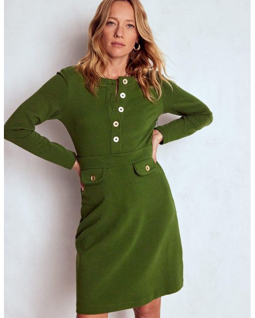 Boden Green Lavinia Button Shift Dress