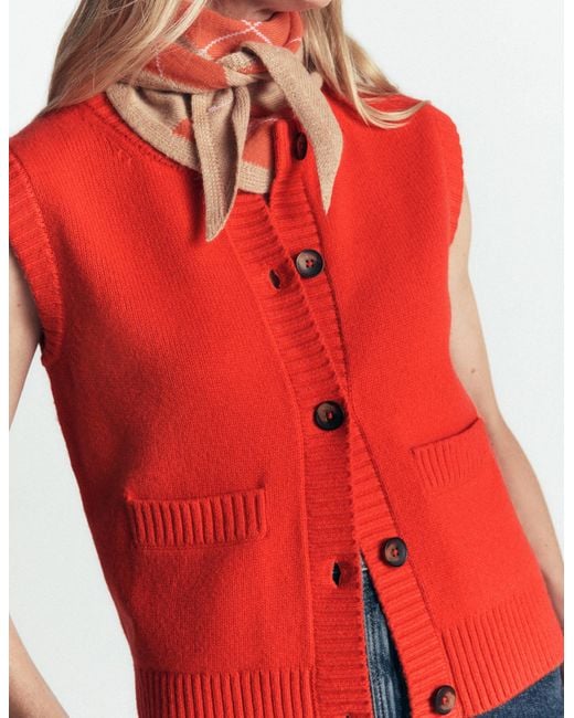 Boden Red Marta Merino Wool Waistcoat