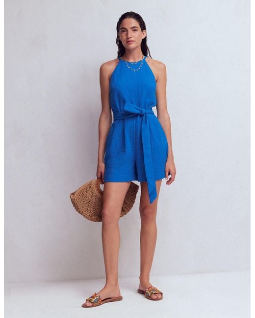 Boden Blue Rosa Double Cloth Playsuit