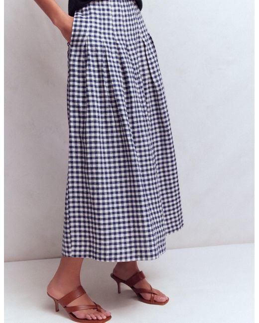 Boden Blue Valentina Linen Skirt