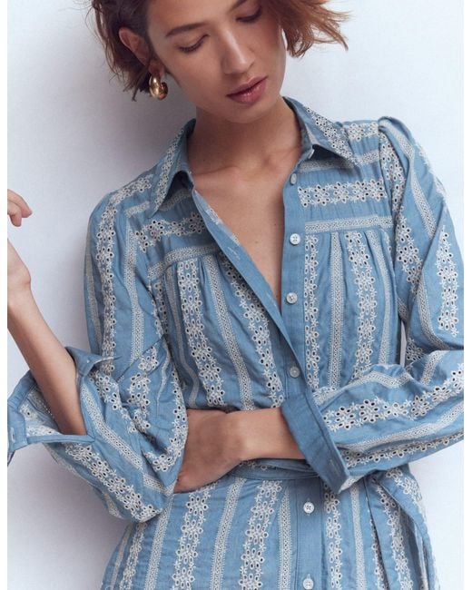 Boden Blue Ellie Cotton Maxi Shirt Dress