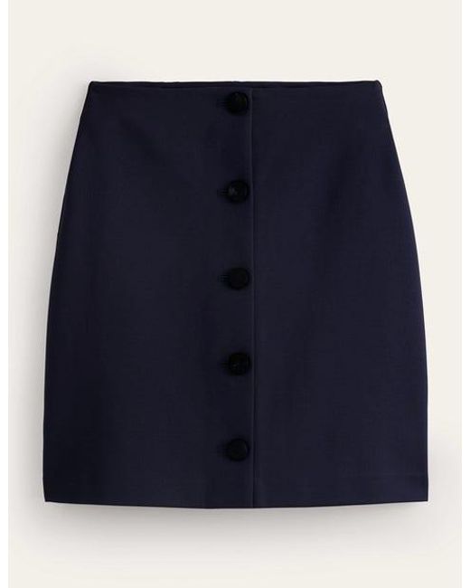 Boden Blue Buttoned Jersey Mini Skirt