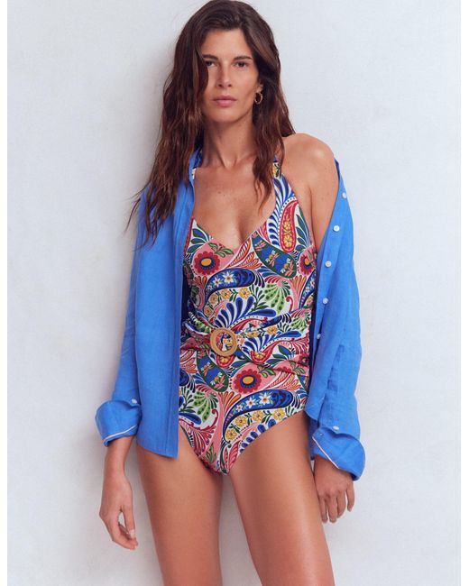 Boden Red Sorrento Hoop Sash Swimsuit