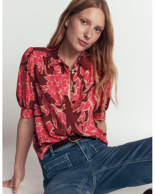 Boden Red Penelope Viscose Top