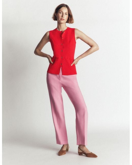 Boden Red Crew Milano Knit Waistcoat