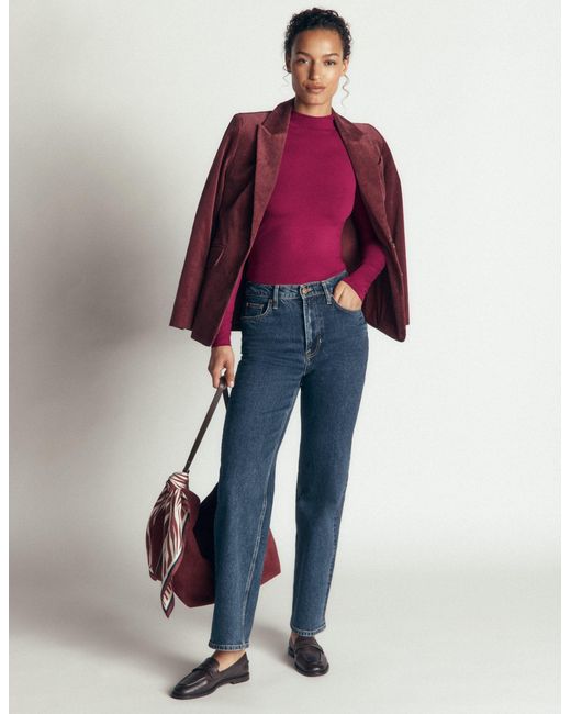 Boden Red High Neck Jersey Top