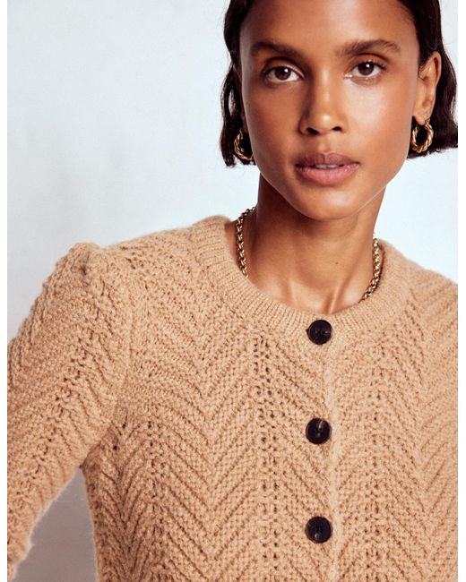Boden Brown Chunky Chevron Knitted Jacket