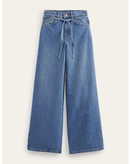 Boden Blue High Rise Slouch Wide Jeans