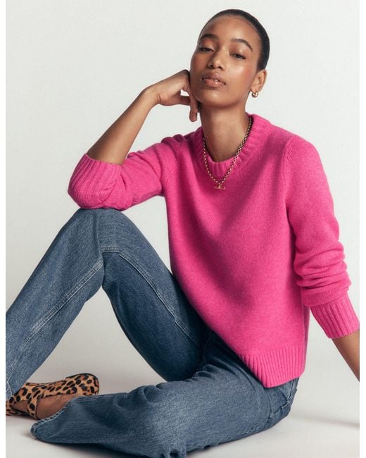 Boden Pink Marta Merino Wool Crew Sweater
