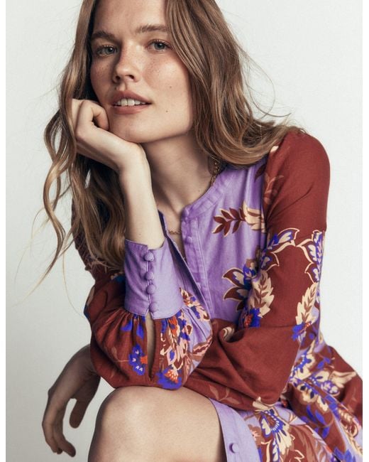 Boden Green Blouson Sleeve Occasion Dress
