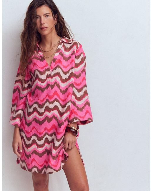 Boden Pink Carmen Linen Short Dress