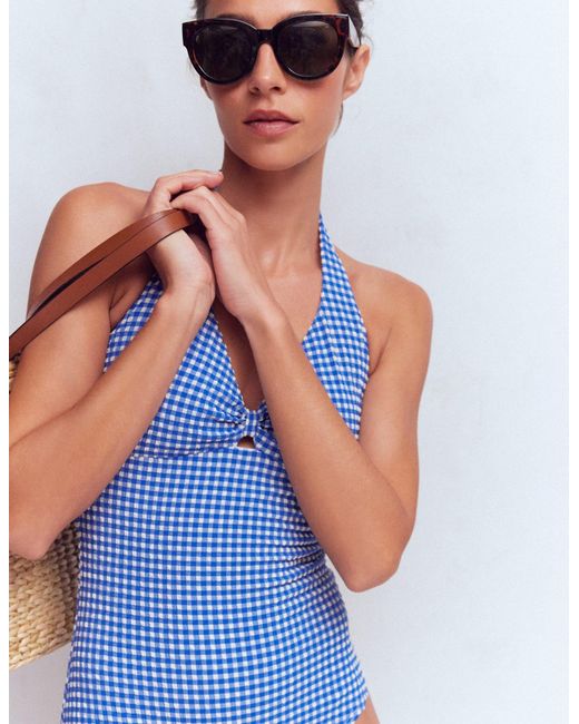 Boden White Bow Halter Swimsuit
