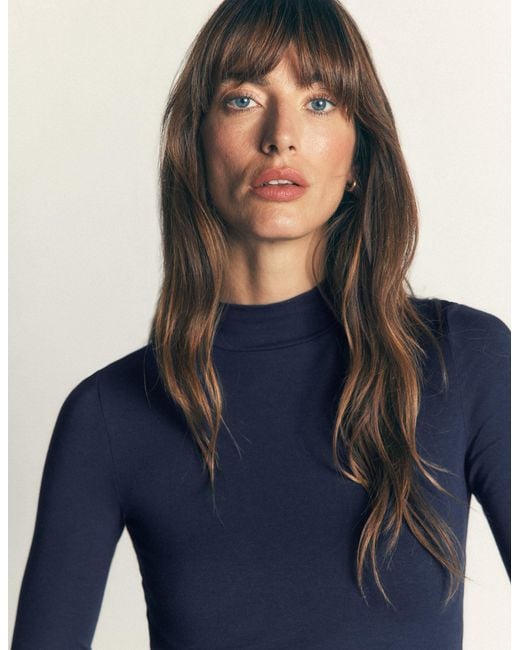 Boden Blue High Neck Jersey Top