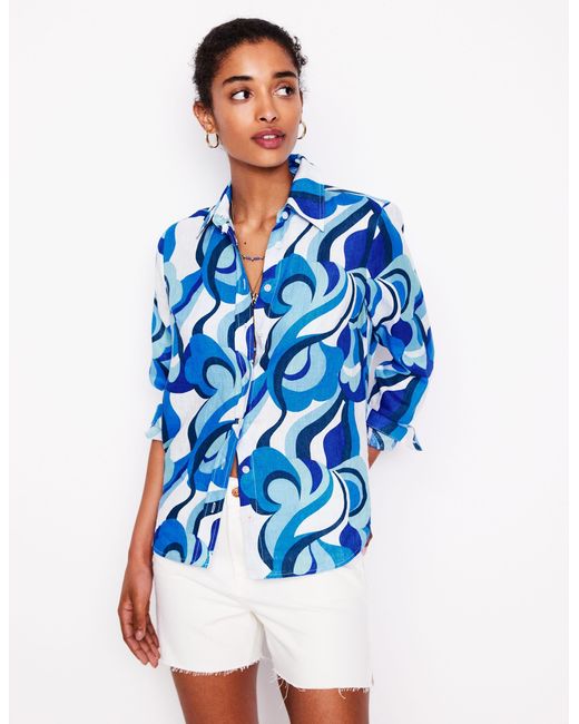 Boden Blue Sienna Linen Shirt