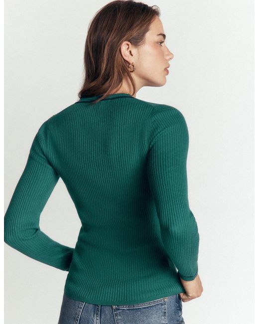 Boden Green Paula Ribbed Crew Cardigan