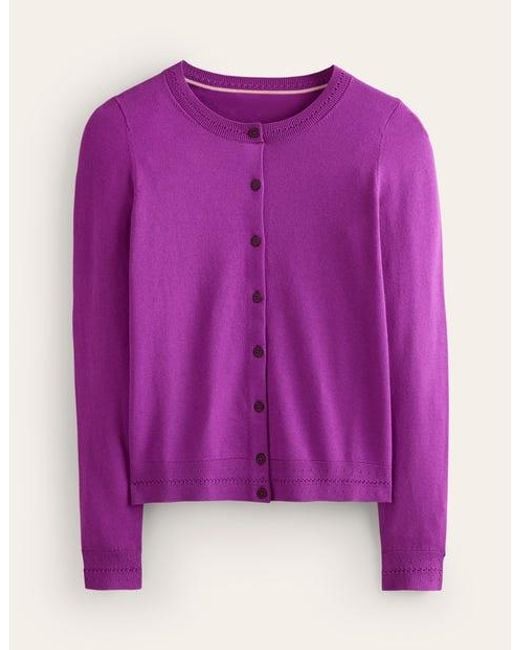 Boden Purple Catriona Cotton Cardigan