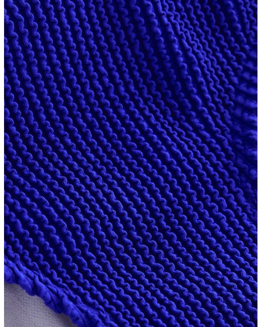 Boden Blue Crinkle Texture Bikini Bottoms