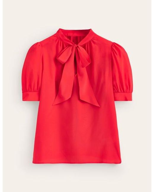 Boden Red Tie Front Occasion Top