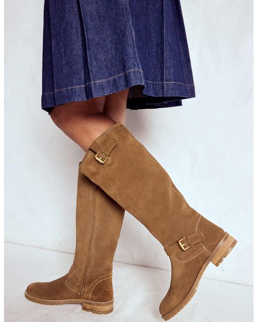 Boden Brown Buckle Knee High Boots