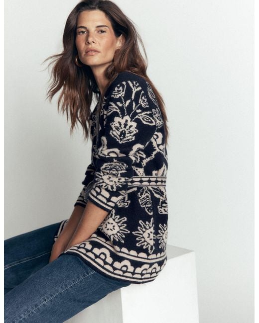 Boden Blue Belted Wrap Knitted Cardigan