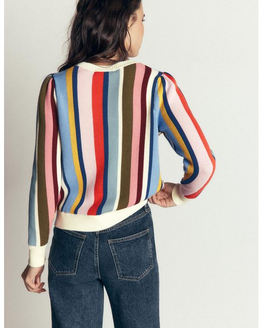 Boden Blue Textured Stitch Jumper