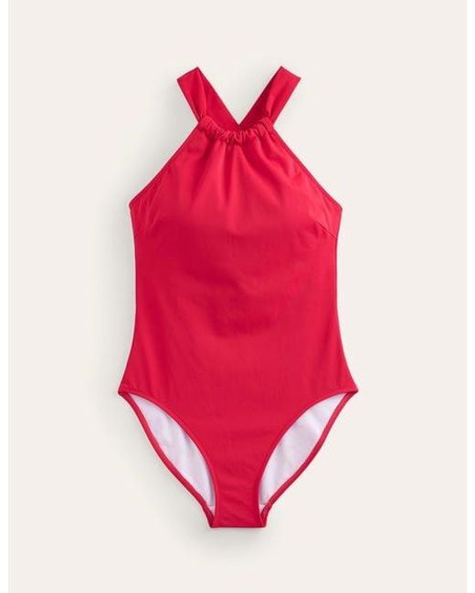 Boden Pink Gather Cross-back Swimsuit