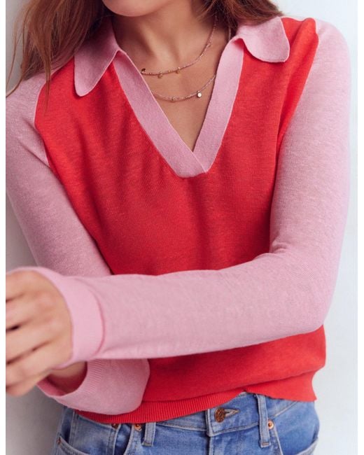 Boden Agnes Collared Linen Jumper