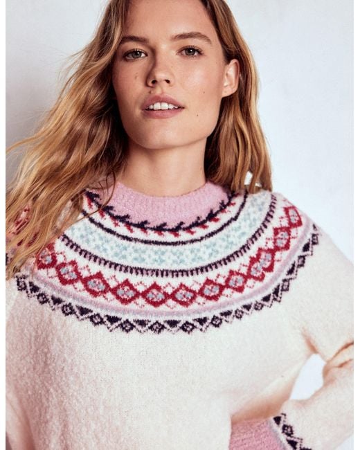 Boden Pink Bouclé Raglan Jumper