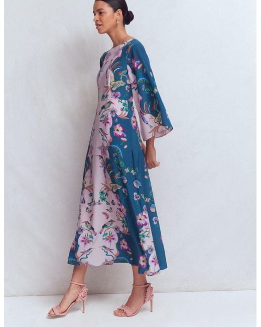 Boden Blue Angel Sleeve Boat Neck Dress