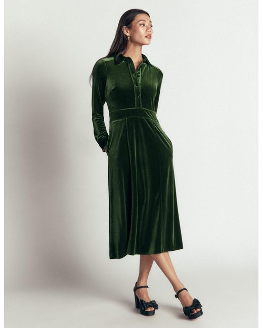 Boden Metallic Etta Piping Velvet Dress