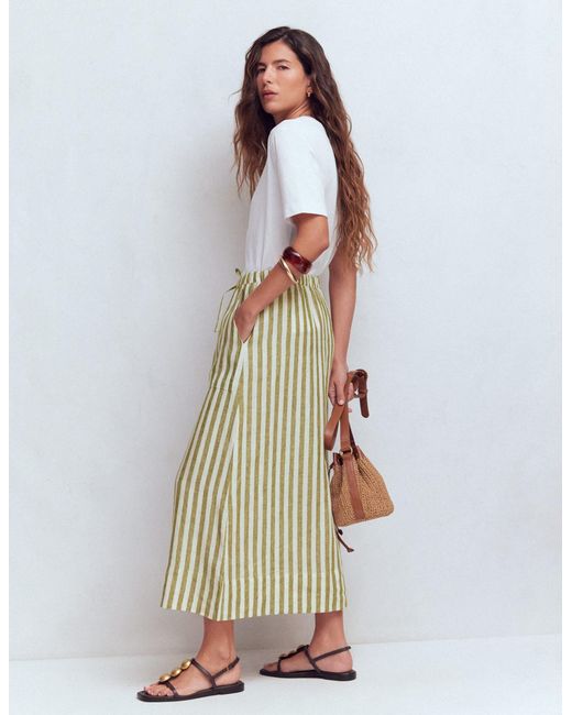Boden White Layla Linen Skirt