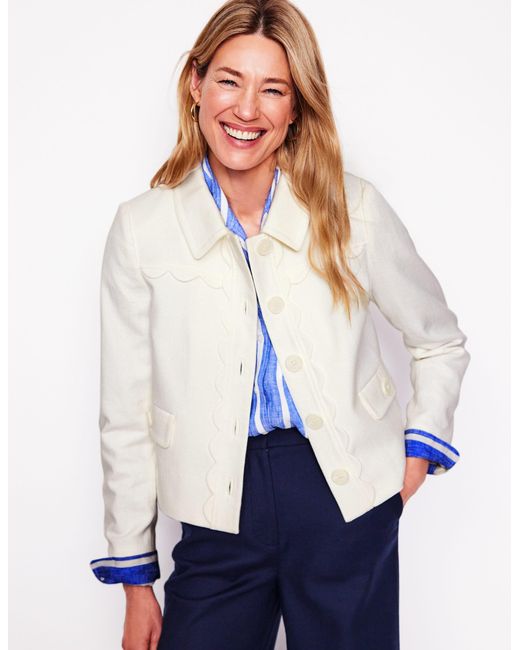 Boden White Scallop Jacket