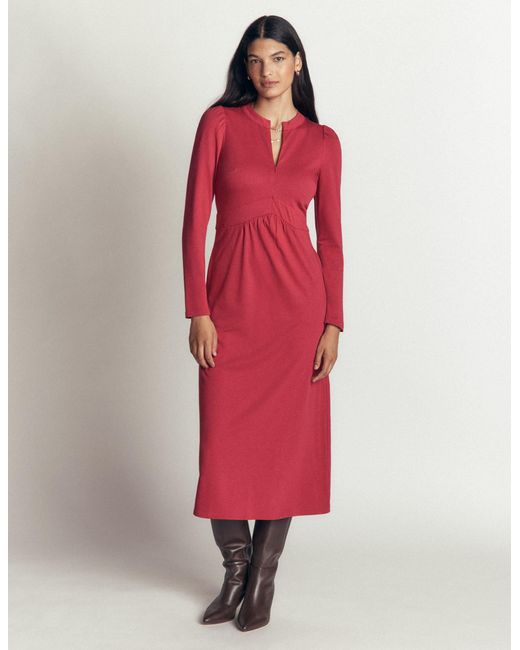Boden Red Hope Zip Detail Jersey Dress