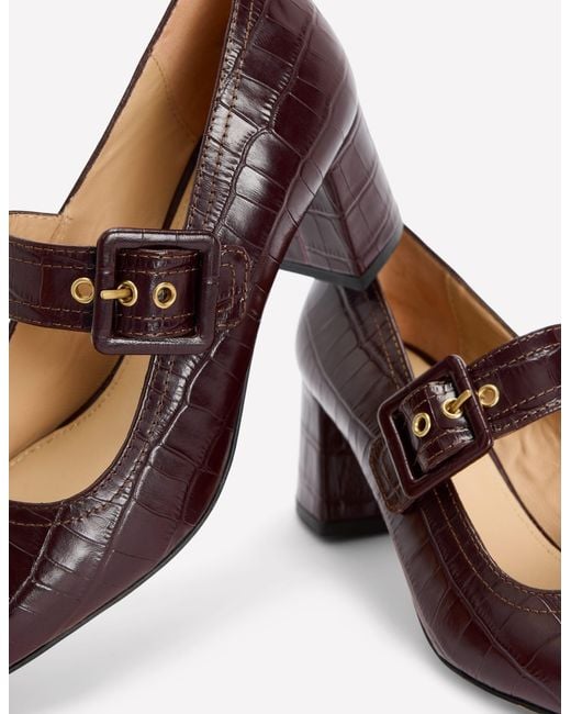 Boden Brown Buckle Strap Block Heels